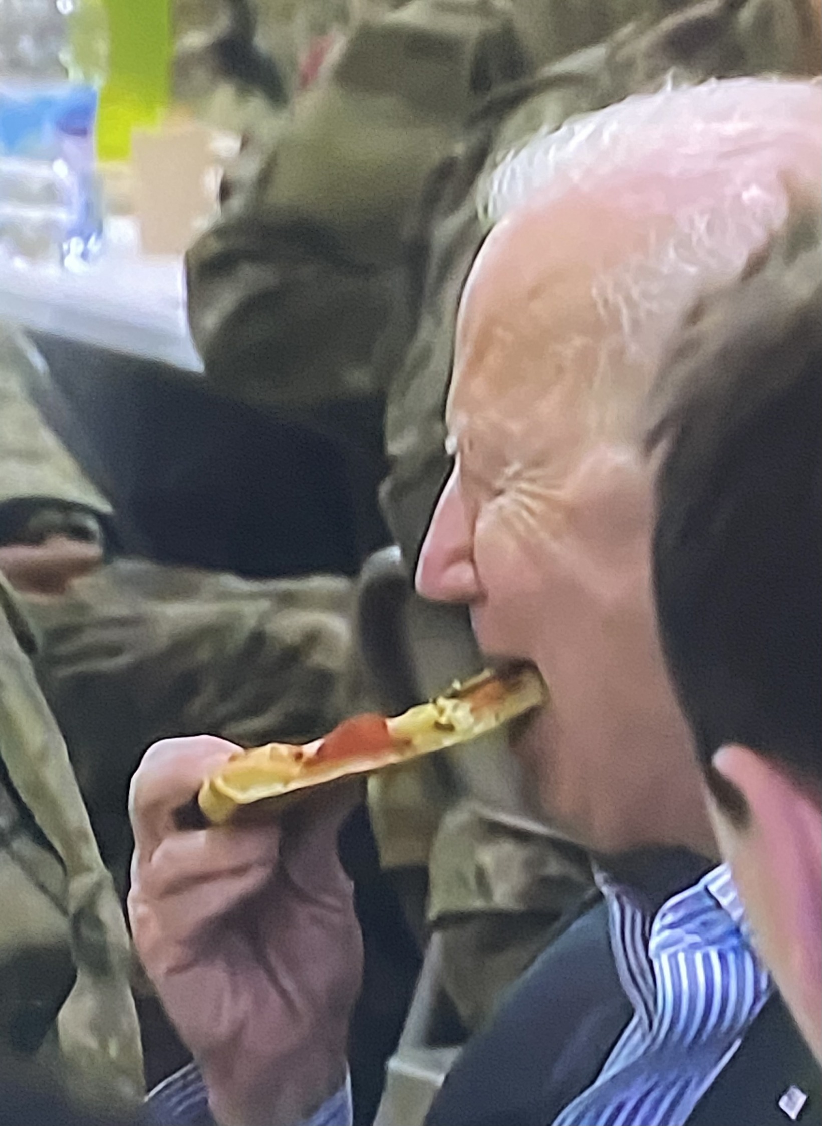 Biden enjoys some pizza. Blank Meme Template