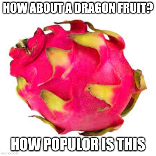 fruit | HOW ABOUT A DRAGON FRUIT? HOW POPULOR IS THIS | image tagged in fruit | made w/ Imgflip meme maker