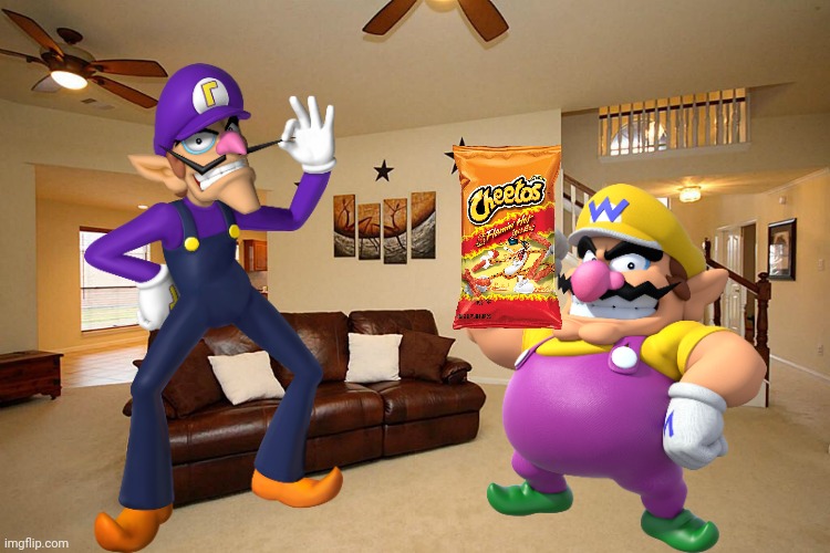 Wario dies by eating Hot Flamin Cheetos after Waluigi tells to try some.mp3 | image tagged in wario dies,wario,waluigi,cheetos,food | made w/ Imgflip meme maker