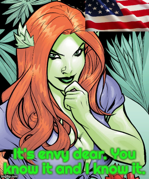 Haters Be Hating on America | It's envy dear. You know it and I know it. | image tagged in poison ivy | made w/ Imgflip meme maker