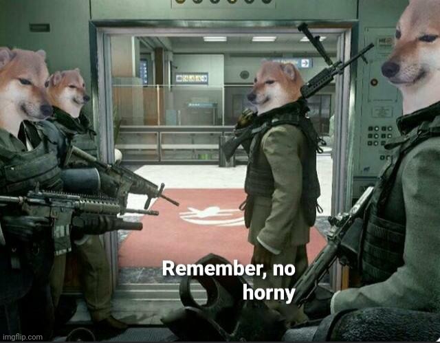 Remember, no horny | image tagged in remember no horny | made w/ Imgflip meme maker
