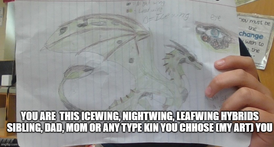 Nightshade | YOU ARE  THIS ICEWING, NIGHTWING, LEAFWING HYBRIDS SIBLING, DAD, MOM OR ANY TYPE KIN YOU CHHOSE (MY ART) YOU | image tagged in wings of fire | made w/ Imgflip meme maker