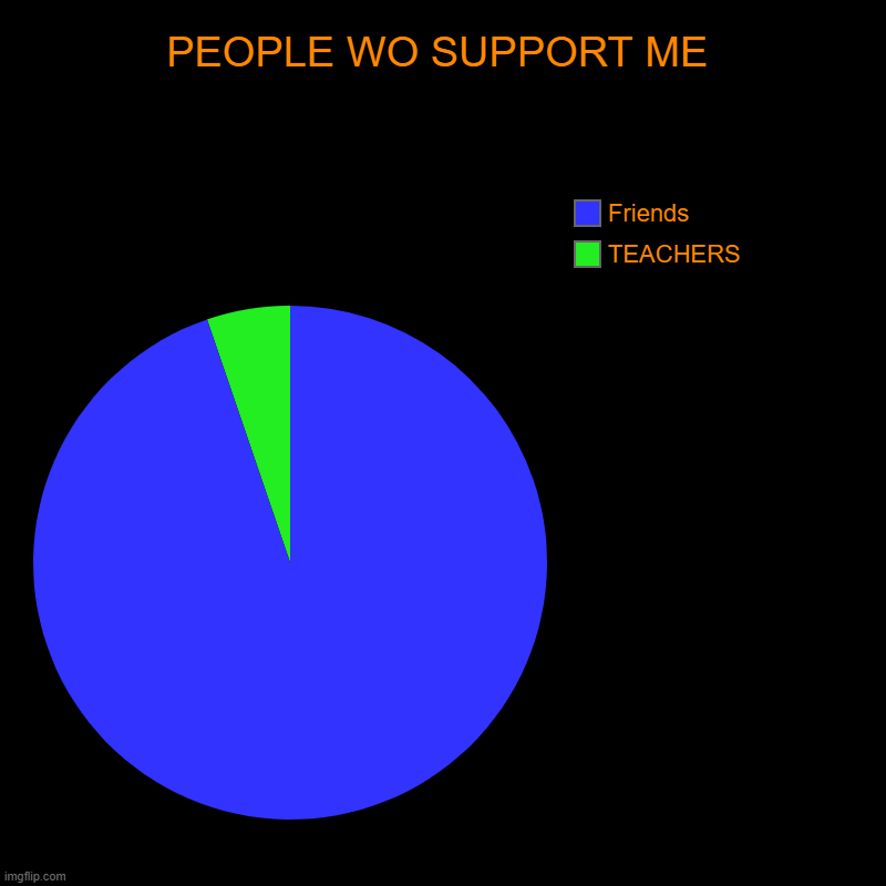 PEOPLE WO SUPPORT ME | TEACHERS, Friends | image tagged in charts,pie charts | made w/ Imgflip chart maker