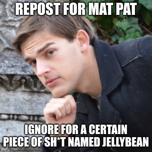 MatPat | REPOST FOR MAT PAT; IGNORE FOR A CERTAIN PIECE OF SH*T NAMED JELLYBEAN | image tagged in matpat | made w/ Imgflip meme maker