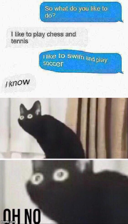 oh no... | image tagged in memes,funny,text,oh no,oh no black cat,stalker | made w/ Imgflip meme maker