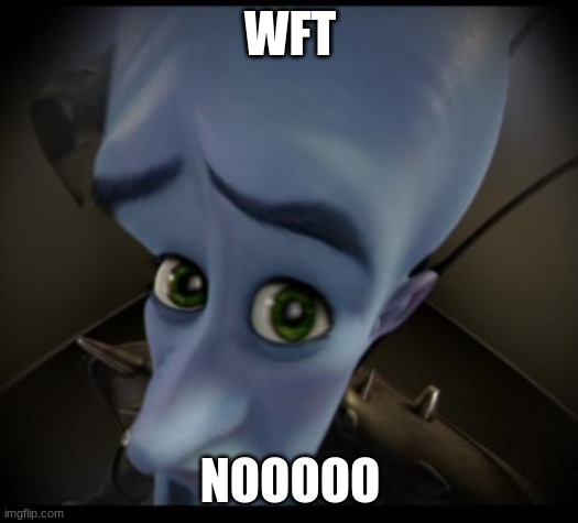 Megamind peeking | WFT NOOOOO | image tagged in no bitches | made w/ Imgflip meme maker