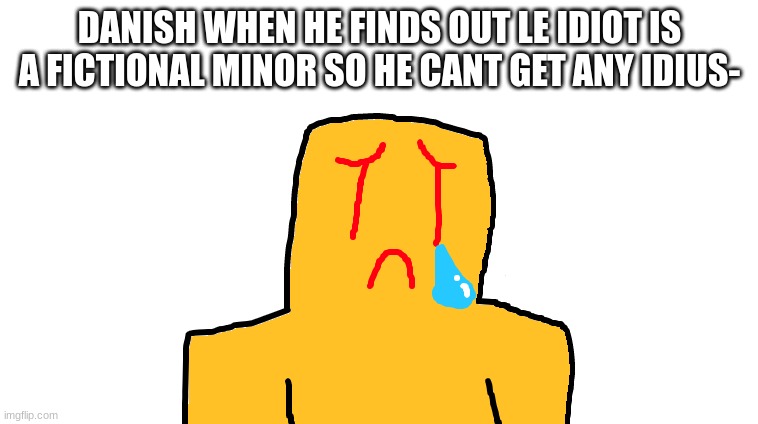 no. | DANISH WHEN HE FINDS OUT LE IDIOT IS A FICTIONAL MINOR SO HE CANT GET ANY IDIUS- | made w/ Imgflip meme maker