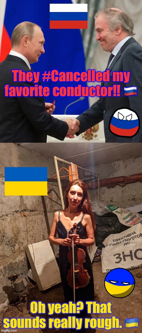 Russians losing cushy jobs overseas vs. Ukrainians losing their lives at home | image tagged in russian cancel culture hypocrisy,putin,is,a,massive,hypocrite | made w/ Imgflip meme maker