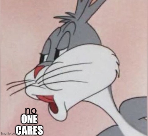 buggs bunny no | ONE CARES | image tagged in buggs bunny no | made w/ Imgflip meme maker