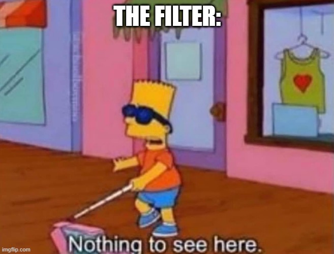 Nothing to see here | THE FILTER: | image tagged in nothing to see here | made w/ Imgflip meme maker