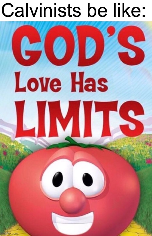 Literal Spacefanatic meme | Calvinists be like: | image tagged in god's love has limits | made w/ Imgflip meme maker