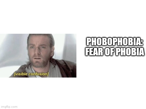 Blank White Template | PHOBOPHOBIA: FEAR OF PHOBIA | image tagged in blank white template | made w/ Imgflip meme maker