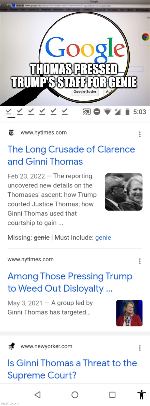 Thomas pressed Trump's Staff for genie | THOMAS PRESSED TRUMP'S STAFF FOR GENIE | image tagged in google search,google,fake news,headlines,heaadline,trump | made w/ Imgflip meme maker