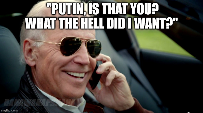 diplomacification | "PUTIN, IS THAT YOU? WHAT THE HELL DID I WANT?"; DANAWANAPSKANA | image tagged in biden,putin,ukraine,diplomacy,conservatives | made w/ Imgflip meme maker