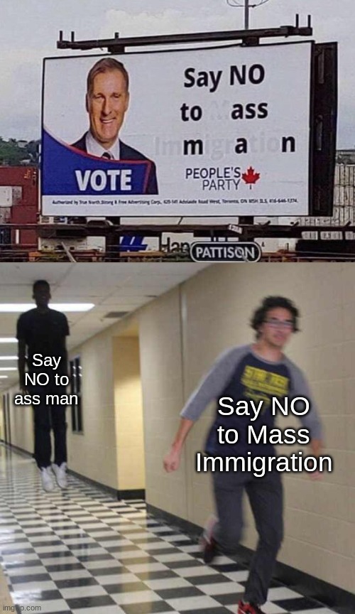 floating boy chasing running boy |  Say NO to ass man; Say NO to Mass Immigration | image tagged in floating boy chasing running boy,funny,memes,gifs,not really a gif,sauce made this | made w/ Imgflip meme maker