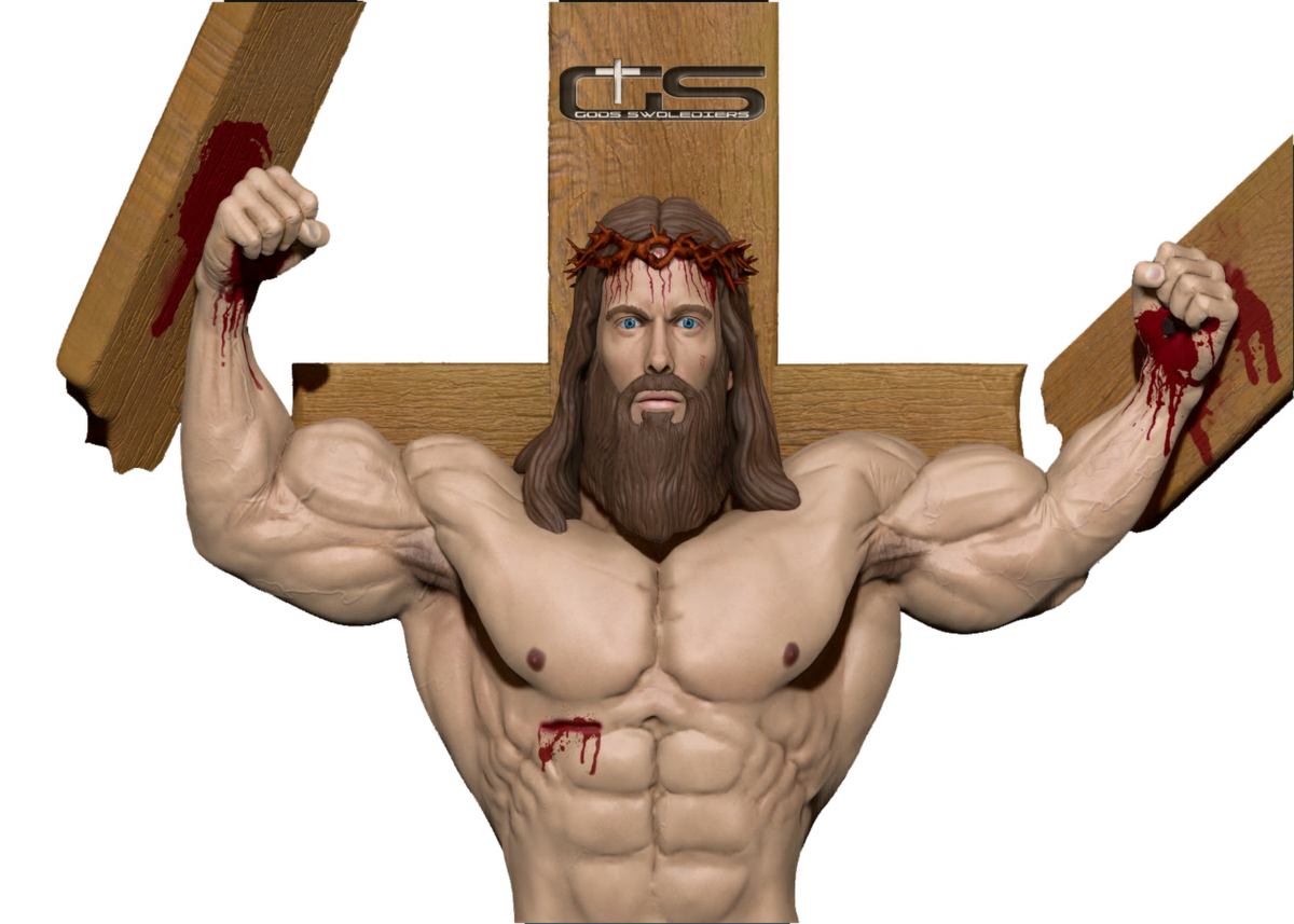 High Quality Swole Jesus with Transparency Blank Meme Template