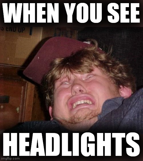 WTF Meme | WHEN YOU SEE HEADLIGHTS | image tagged in memes,wtf | made w/ Imgflip meme maker