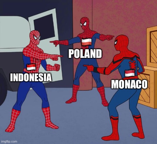 Spider Man Triple | ?? INDONESIA ?? POLAND ?? MONACO | image tagged in spider man triple | made w/ Imgflip meme maker