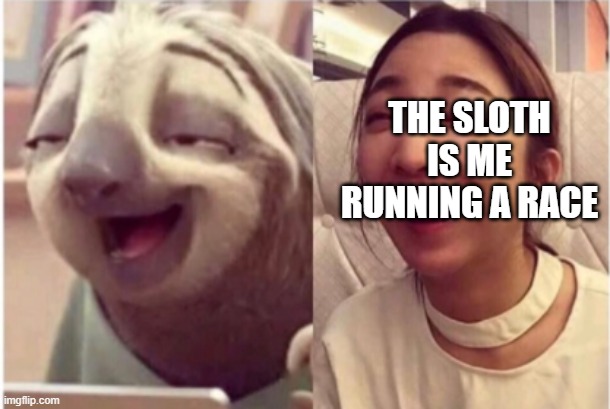 Flash and Girl | THE SLOTH IS ME RUNNING A RACE | image tagged in flash and girl | made w/ Imgflip meme maker