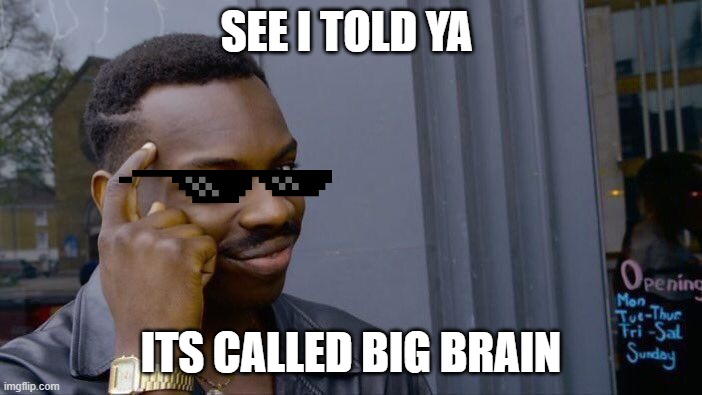 Roll Safe Think About It | SEE I TOLD YA; ITS CALLED BIG BRAIN | image tagged in memes,roll safe think about it | made w/ Imgflip meme maker