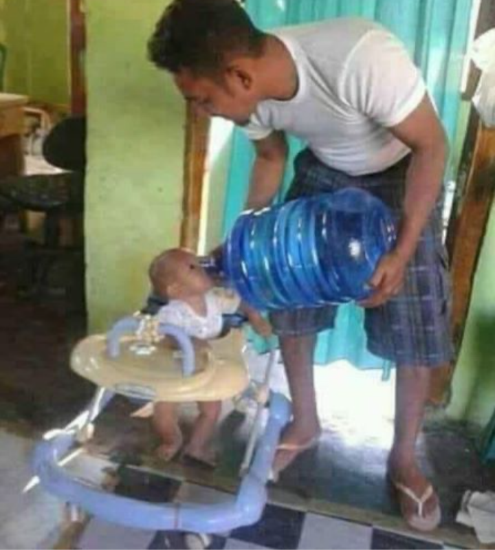 Baby drinking water cooler Blank Meme Template