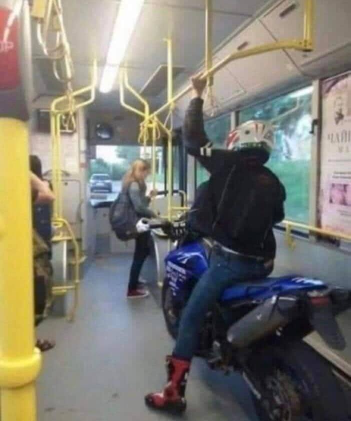High Quality motorcycle in bus Blank Meme Template