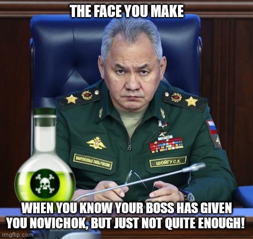 Putin, Kremlin Gremlin or Poison Dwarf | THE FACE YOU MAKE; WHEN YOU KNOW YOUR BOSS HAS GIVEN YOU NOVICHOK, BUT JUST NOT QUITE ENOUGH! | image tagged in putin,vladimir putin,poison,coincidence i think not,shady,lies | made w/ Imgflip meme maker