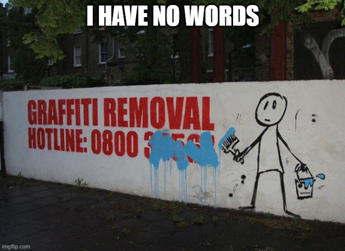 no graffiti is getting removed anytime soon | I HAVE NO WORDS | image tagged in you had one job,funny,i tried | made w/ Imgflip meme maker