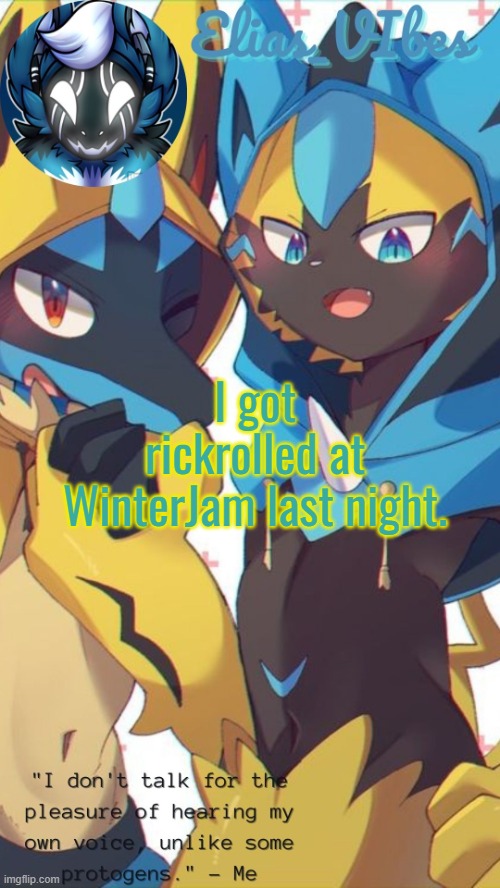 WinterJam is a big Christian concert tour with multiple artists across many genres. | I got rickrolled at WinterJam last night. | image tagged in lucarora temp | made w/ Imgflip meme maker