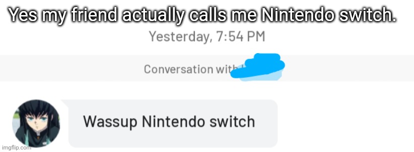 Yes my friend actually calls me Nintendo switch. | made w/ Imgflip meme maker