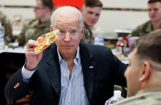 High Quality Biden eats pizza Blank Meme Template