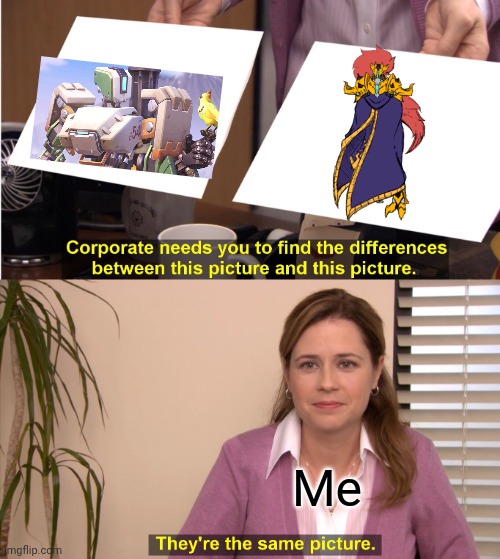 Bastion and Yharim are extremely similar looking | Me | image tagged in memes,they're the same picture | made w/ Imgflip meme maker