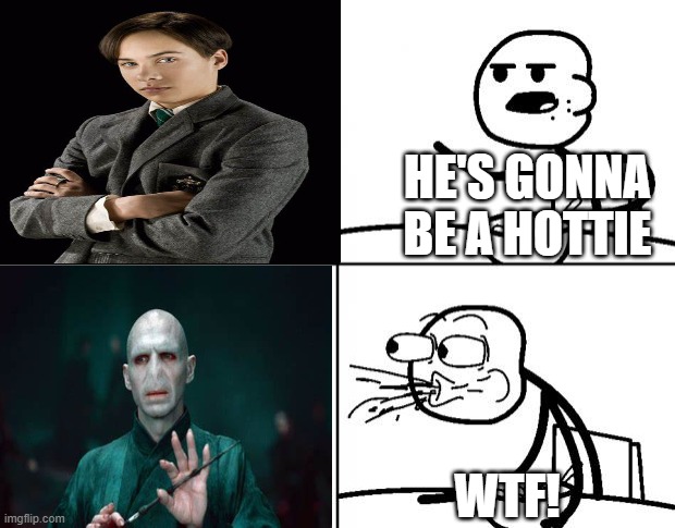 Blank Cereal Guy | HE'S GONNA BE A HOTTIE; WTF! | image tagged in blank cereal guy | made w/ Imgflip meme maker