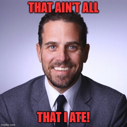 Hunter Biden | THAT AIN'T ALL THAT I ATE! | image tagged in hunter biden | made w/ Imgflip meme maker