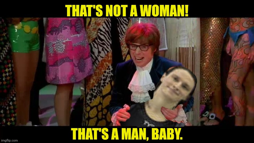 THAT'S NOT A WOMAN! THAT'S A MAN, BABY. | image tagged in swimming,men,beating,women | made w/ Imgflip meme maker