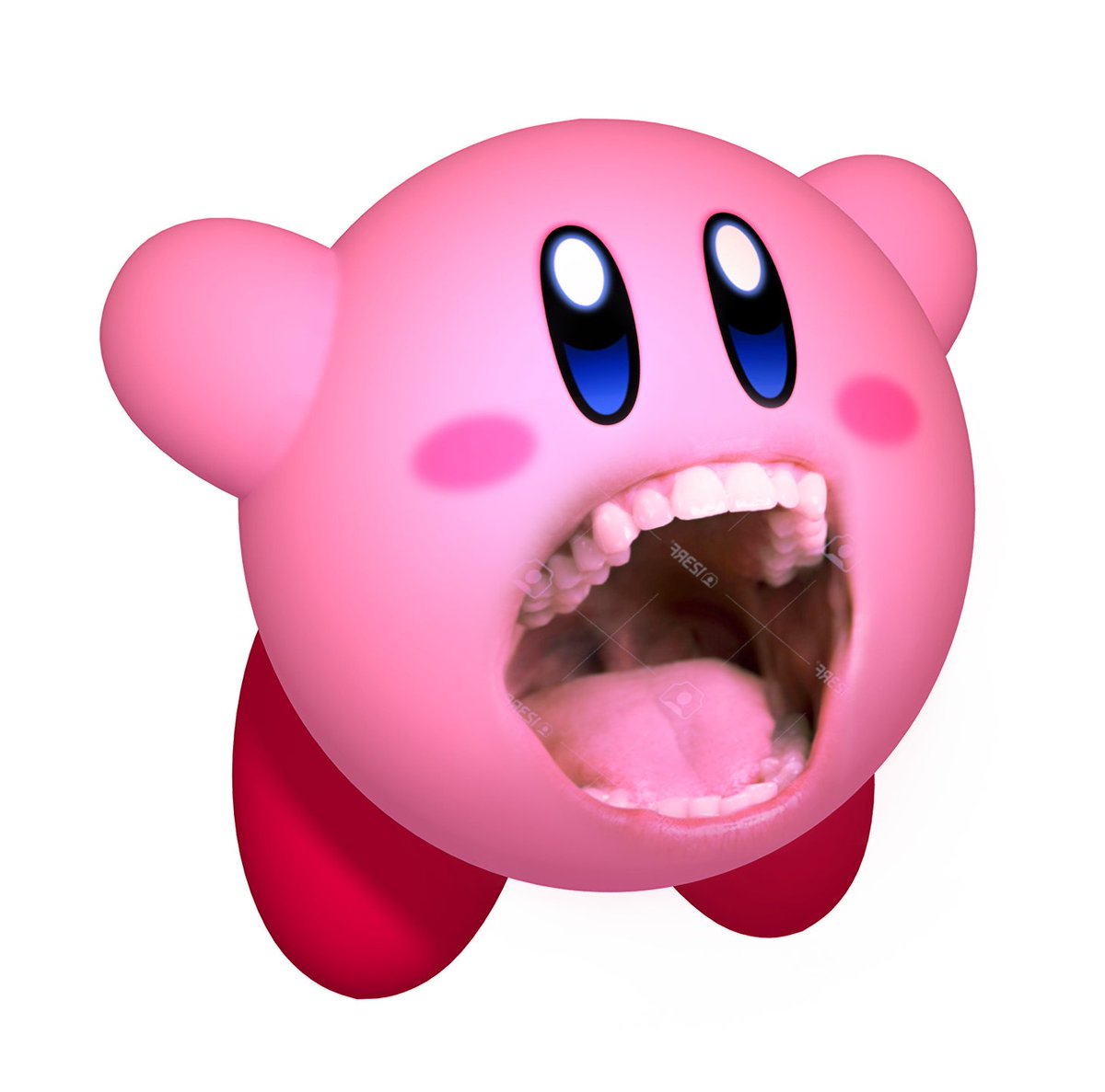 High Quality Kirby with teeth (god is extinct) Blank Meme Template