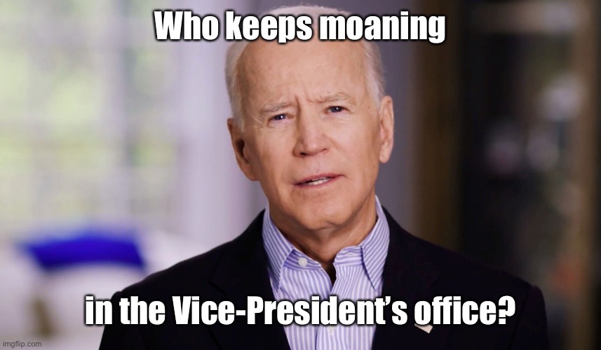 Joe Biden 2020 | Who keeps moaning in the Vice-President’s office? | image tagged in joe biden 2020 | made w/ Imgflip meme maker