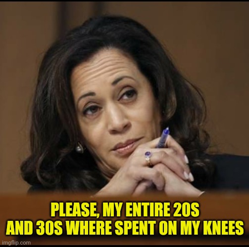 Kamala Harris  | PLEASE, MY ENTIRE 20S AND 30S WHERE SPENT ON MY KNEES | image tagged in kamala harris | made w/ Imgflip meme maker