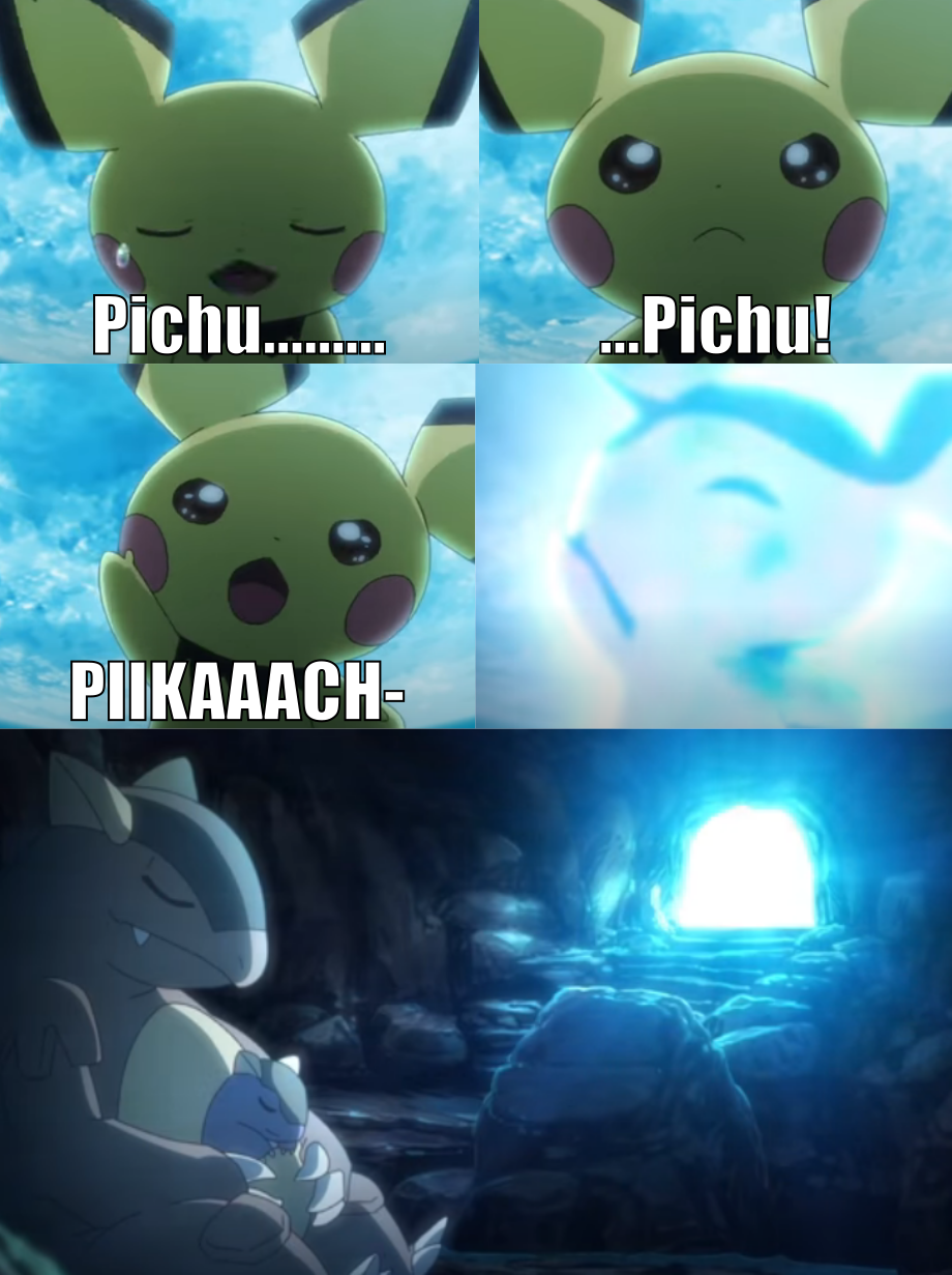 High Quality Pichu evolves into Pikachu Blank Meme Template