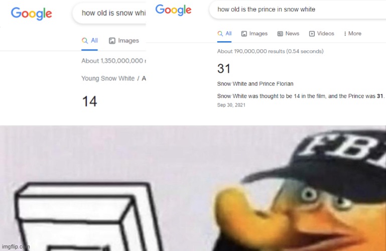 wait a second... | image tagged in snow white,fbi,hol up,disney | made w/ Imgflip meme maker