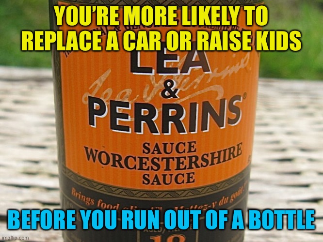 Great for the steaks | YOU’RE MORE LIKELY TO REPLACE A CAR OR RAISE KIDS; BEFORE YOU RUN OUT OF A BOTTLE | made w/ Imgflip meme maker