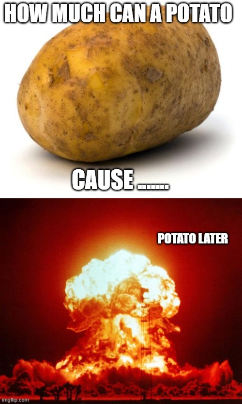 HOW MUCH CAN A POTATO; CAUSE ....... POTATO LATER | image tagged in i am a potato,nuke | made w/ Imgflip meme maker