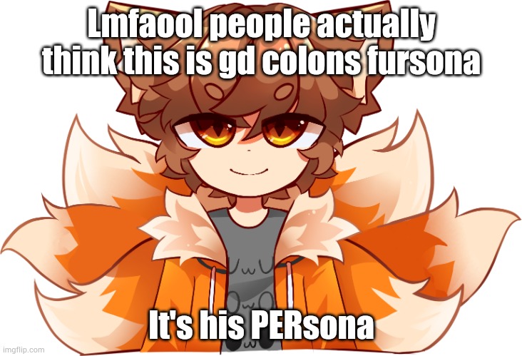 GD Colon vTuber Avatar | Lmfaool people actually think this is gd colons fursona; It's his PERsona | image tagged in gd colon vtuber avatar | made w/ Imgflip meme maker