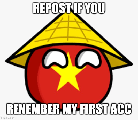 aka Vietnamball | REPOST IF YOU; RENEMBER MY FIRST ACC | image tagged in vietnamball | made w/ Imgflip meme maker
