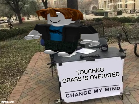 How It Started | TOUCHNG GRASS IS OVERATED | image tagged in roblox meme,touch grass | made w/ Imgflip meme maker