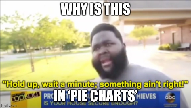 Hold up wait a minute something aint right | WHY IS THIS IN ‘PIE CHARTS’ | image tagged in hold up wait a minute something aint right | made w/ Imgflip meme maker