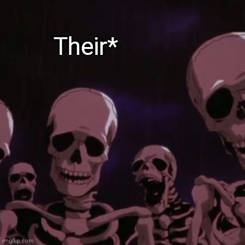 roasting skeletons | Their* | image tagged in roasting skeletons | made w/ Imgflip meme maker