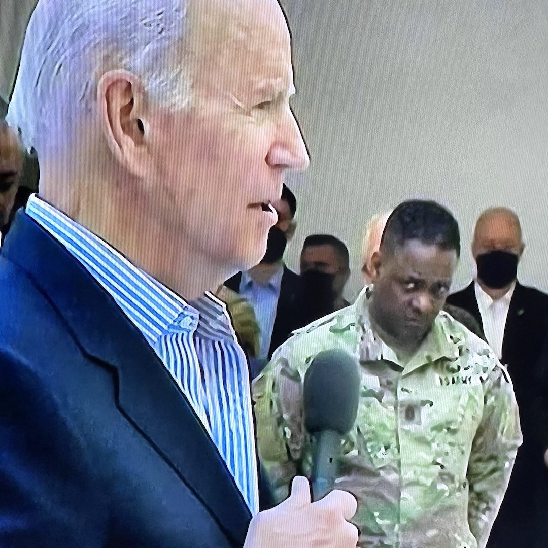 High Quality Joe Biden Military Eye Roll Blank Meme Template