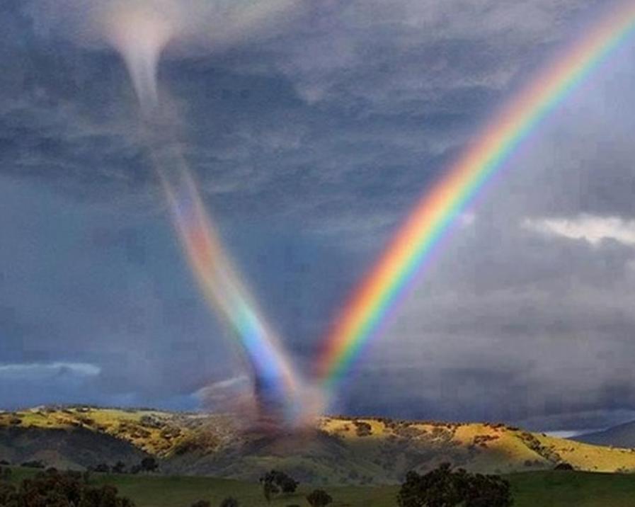 High Quality Kansas Tornado vs Rainbow Blank Meme Template