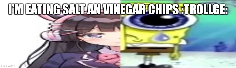 lol | I’M EATING SALT AN VINEGAR CHIPS :TROLLGE: | image tagged in lol | made w/ Imgflip meme maker